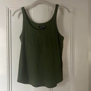 NWT J.Crew Vintage Rib Shelf-Bra Tank Top – Fitted Cotton Stretch Tank in Green